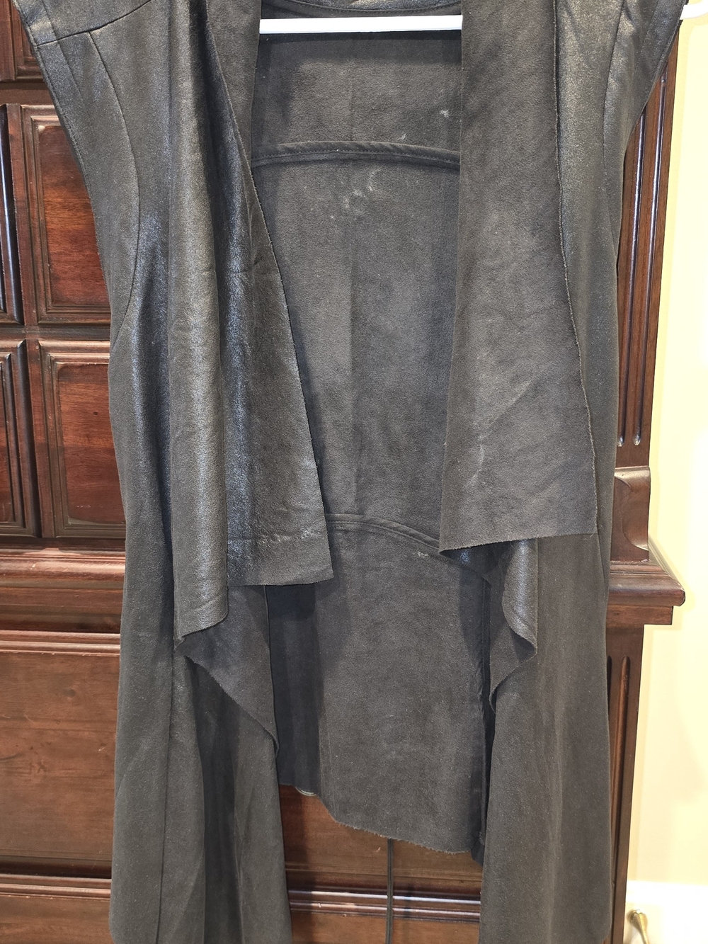 Love Tree Black Draped Open-Front Vest